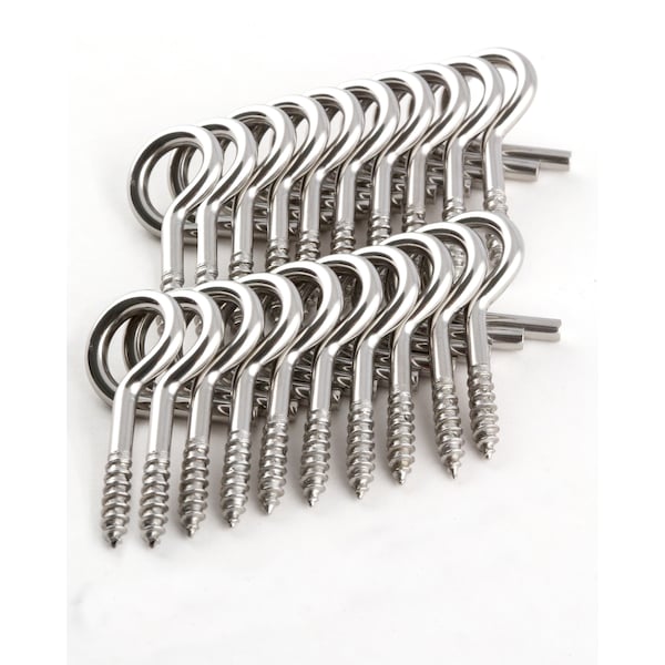 Hangman Q-Hook Stainless Steel Christmas Light & Outdoor Hanger for Drip Lines, BirdHouse and More - 20pk QH-20 - main